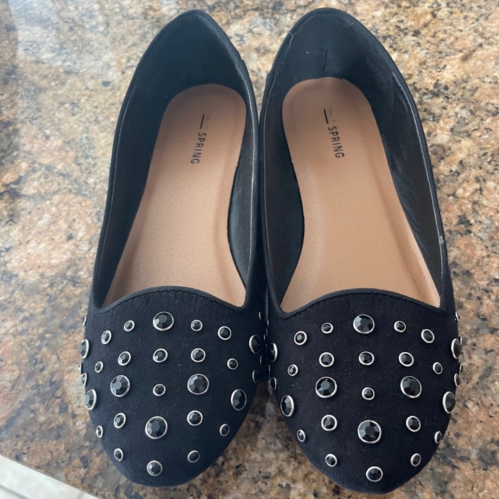 Black flats with jewels